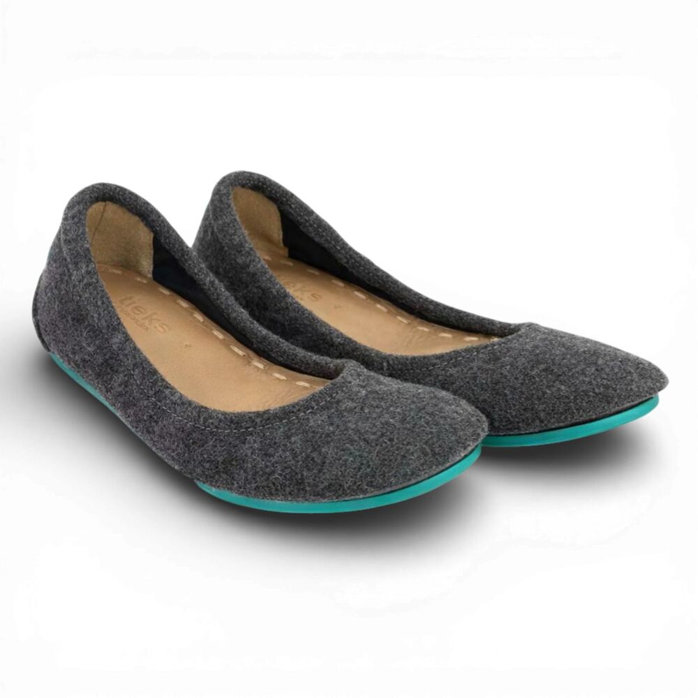 Tieks by Gavrieli Foldable Scrunch Ballet Flats sz 8 Vegan Greystone Wool Travel